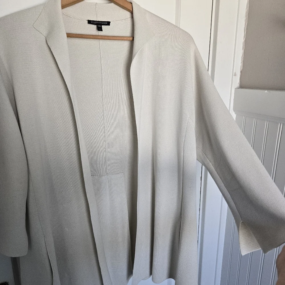 Eileen Fisher Women's Silk Cotton Interlock Cardigan Size L Lagenlook Minimalist - Picture 6 of 12